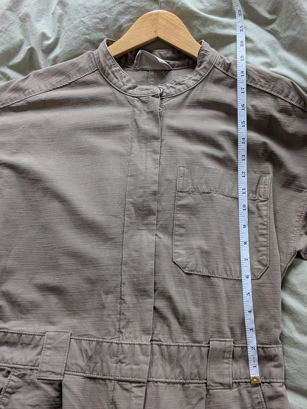 Everlane Organic Cotton Fatigue Short Sleeve Jumpsuit in Clay Size 8